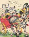 Vintage Mother's Day donkey and cart image