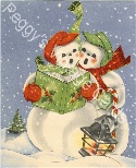 Vintage Caroling Snowmen Image