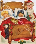 Vintage Santa and Children in bed image