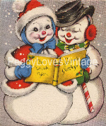 Vintage Snowman and lady image