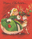 Vintage Girl and Reindeer  