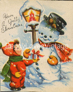 Vintage Snowman with boy image
