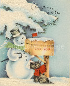 Vintage Scotties and Snowmanl